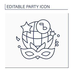 Fancy dress party line icon. Costume party. Guests want to looks like famous person, animal, or character from story. Celebrating concept. Isolated vector illustration. Editable stroke