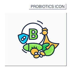 Vitamin B source color icon.Vitamin, dieting products for healthy immune system and metabolism. Medicine, healthcare and nutrition concept. Isolated vector illustration