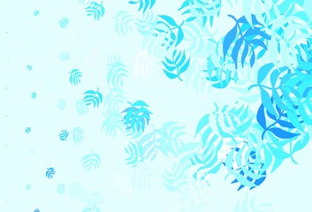 Fototapeta na wymiar Light BLUE vector doodle background with leaves.