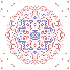 Red and blue floral pattern design.