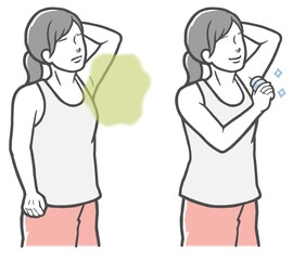 腋臭対策にのデオドラントスティックを使う若い女性