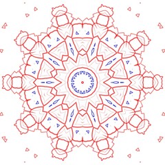 Red and blue floral pattern design.