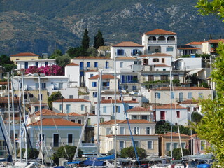 View of the town on the island of Poros, in Greece
