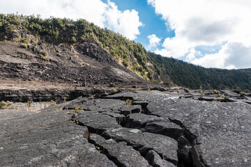 Cracks In The Hardened Lava From Ancient Lava Flows On The Floor of Kilauea Iki Crater, Hawaii Volcanoes National Park, Hawaii Island, Hawaii, USA © Billy McDonald