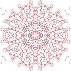 Red and blue floral pattern design.