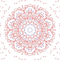 Red and blue floral pattern design.