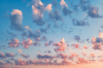Amazing cloudscape on the sky at sunrise time.