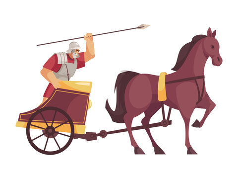 roman soldier driving chariot with spear clip art preview