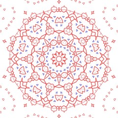 Red and blue floral pattern design.