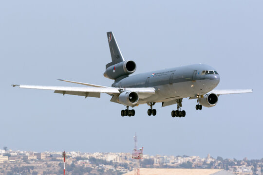 Luqa, Malta May 26, 2016: Royal Dutch Air Force McDonnell Douglas KDC-10-30CF [T-235] coming in to land on runway 13.