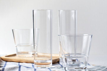 The empty drinking glass on the table