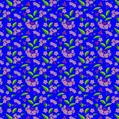 Fototapeta na wymiar Pattern with Hoya carnosa plant on a blue background