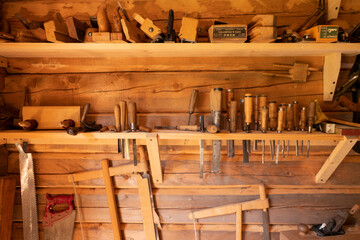 vintage woodworking tools. Carpentry. carpenter's workbench