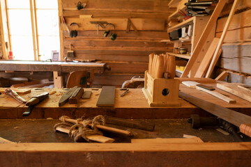 vintage woodworking tools. Carpentry. carpenter's workbench