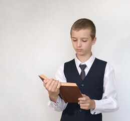 A boy reads a book