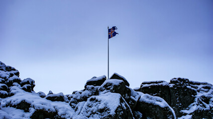 flag on the mountain