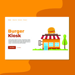 Landing page template of Burger Kiosk. Modern flat design concept of web page design for website and mobile website. Easy to edit and customize. Vector Illustration