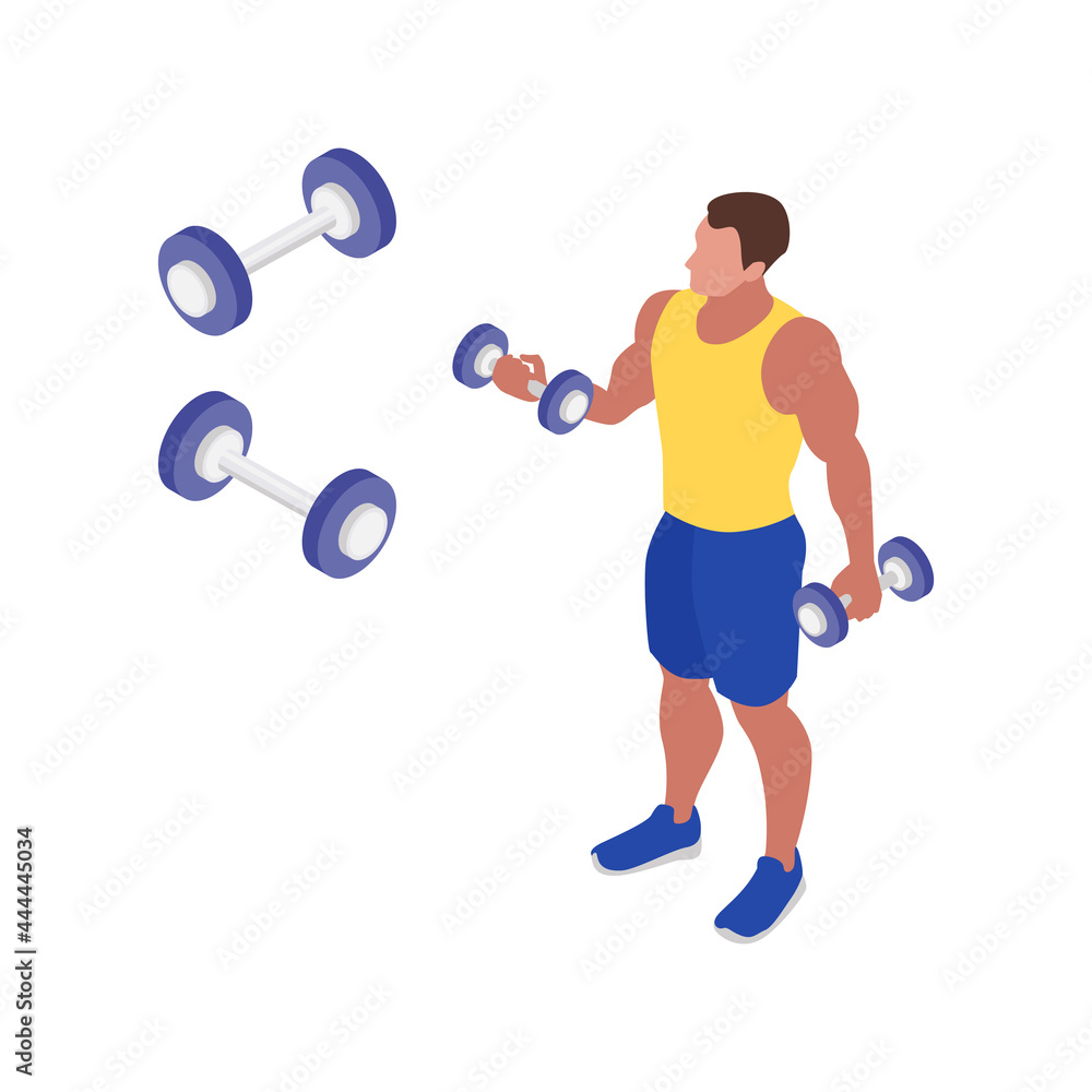 Wall mural fitness isometric icon