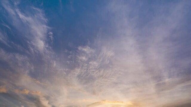 sunrise and blue sky. transparent clouds morning sky nature background. timelapse cloudscape abstract color. sunlight glory morning beautiful day. peaceful golden light. cloudy weather scenic b roll
