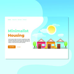Landing page template of Minimalist Housing. Modern flat design concept of web page design for website and mobile website. Easy to edit and customize. Vector Illustration