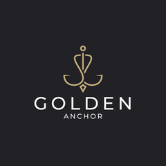 luxury golden anchor logo design template