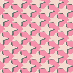 Seamless vector pattern with hand-drawn stars on a pink background. For textile, package design, banners.