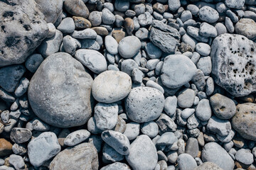 Smooth stones pictured from above