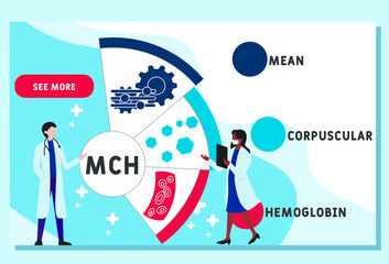 Vector website design template . MCH - Mean Corpuscular Hemoglobin, acronym medical concept. illustration for website banner, marketing materials, business presentation, online advertising.