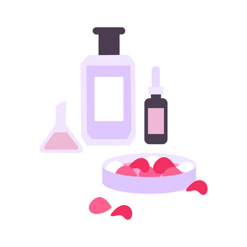cosmetics bottles and rose petals clip art preview