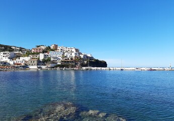 Summer resort in Bali village, harbour with boats in Crete, Greece.