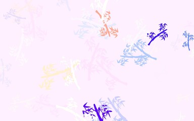 Fototapeta na wymiar Light Pink, Yellow vector abstract backdrop with branches.