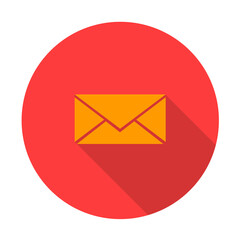 Closed envelope icon with shadow. Letter. Flat and modern design. Button.