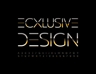 Vector Exclusive Design Gold Font. Glossy elegant Font. Premium metallic Letters and Numbers set
