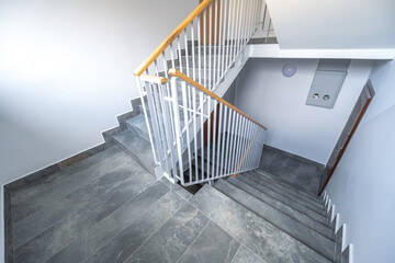 Staircase of a residential building after renovation. Gdansk, Poland - Powered by Adobe