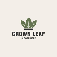 Crown leaf logo template on monogram style