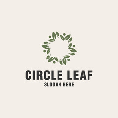 Circle leaf logo template on monogram style