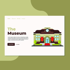 Landing page template of The Museum. Modern flat design concept of web page design for website and mobile website. Easy to edit and customize. Vector Illustration