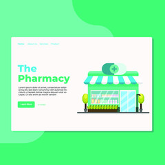 Landing page template of The Pharmacy. Modern flat design concept of web page design for website and mobile website. Easy to edit and customize. Vector Illustration