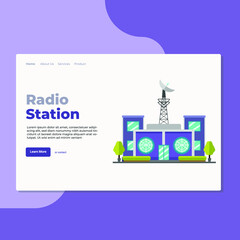 Landing page template of Radio Station. Modern flat design concept of web page design for website and mobile website. Easy to edit and customize. Vector Illustration