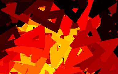 Dark Red, Yellow vector backdrop with lines, triangles.