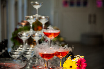 glasses of champagne on a table