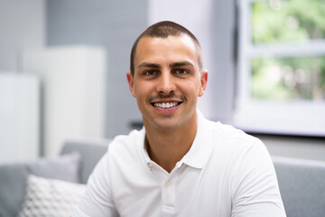 Happy Man Video Conference Webinar Portrait