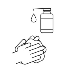 Washing hands by alcohol gel sanitizer, logo vector icon