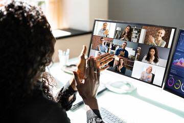 African Clapping In Virtual Video Conference Call