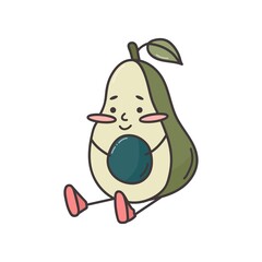 Vector illustration of cute avocado