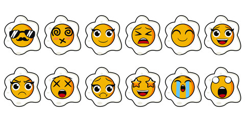 vector set of eggs with emoticons