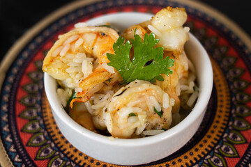 Um belo prato de Camarão