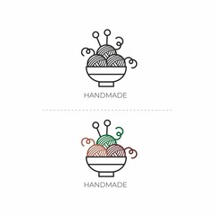 Handmade logo. Logo for knitting. Vector logo with food.