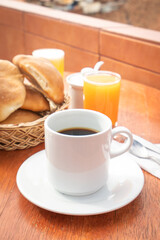 Vertical shoot, American breakfast with an amazing view of Cusco city, Perú