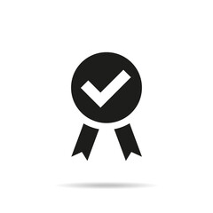 Certified medal icon on white background.